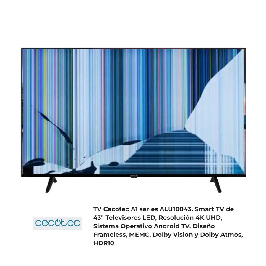 CECOTEC ALU10043 NUEVO, Con pantalla - panel rota, para despiece. SIN MANDO A DISTANCIA.