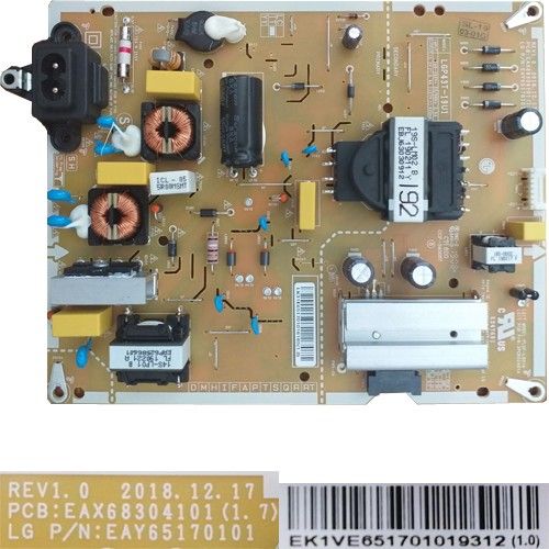 Fuente alimentacion EAX68304101 (1.7), LGP43T-19U1, EAY65170101 LG 43UM7400PLB