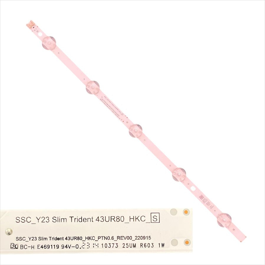 Tira 5 leds LG 43UR80006LJ SSC_Y23 Slim Trident 43UR80_HKC_S swap de desmontaje