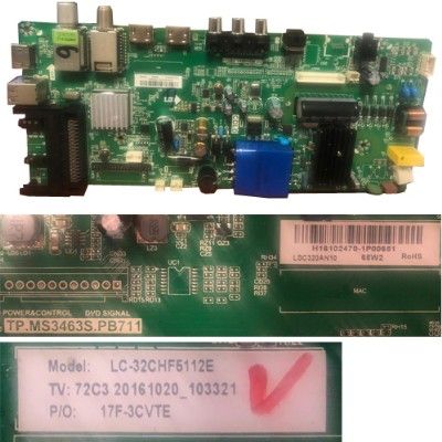 PLACA MAIN SHARP TP.MS3463S.PB711 LC-32CHF5112E LSC320AN10 USADA / SWAP
