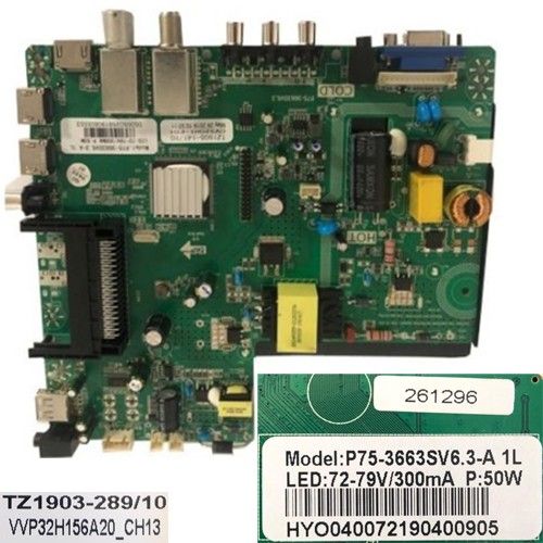 Placa Main P75-3663SV6.3 TV SILVER, modelo: IPLE-32/495523