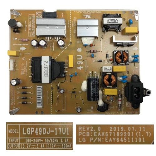 Fuente Alimentación LG 49UM7050PLF LGP49DJ-17U1 REV2.0 EAX67189201 (1.7) EAY64511101