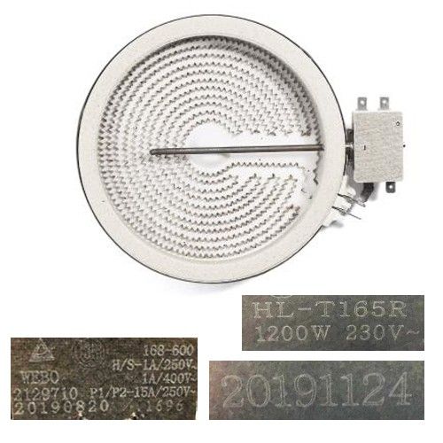 Resistencia Vitro HL-T165R, 20191124, 2129710, TEKA TZ 6415 VR 10 1200w 230V 16,5 cms SWAP