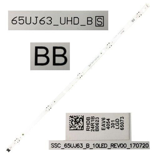 Tira 5 leds 65UJ63_UHD_B S, LG 65UK6100PLB, BB, SSC_65UJ63_B_10LED_REV00_170720