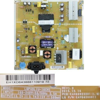 Fuente Alimentación LG 49UH620V, EH1XD642888110919
EAX66923201 (1.4)