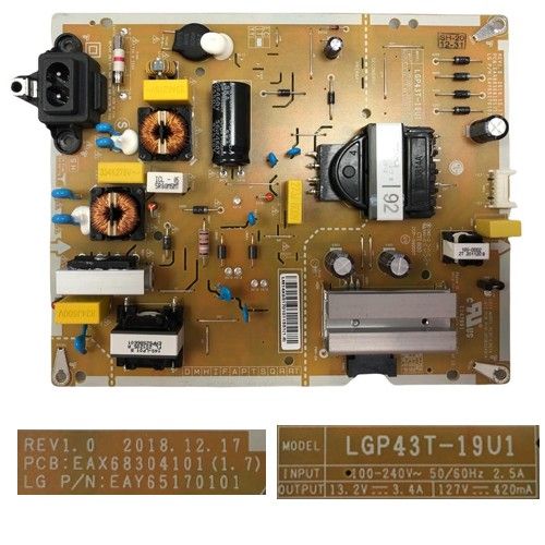 Fuente Alimentación LG 43UN74006LB LGP34T-19U1 EAX68304101(1.7) EAY65170101