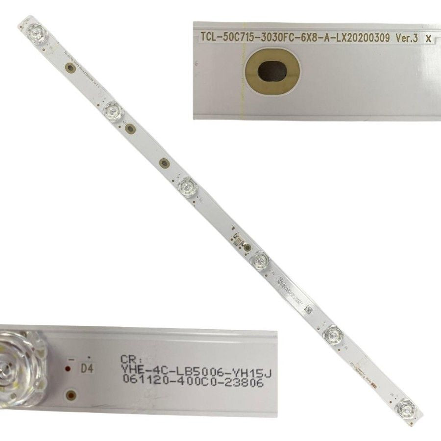 Tira 6 leds TCL 50C715 YHE-4C-LB5006-YH15J TCL-50C715-3030FC-6X8-A-LX20200309 Ver.3 x