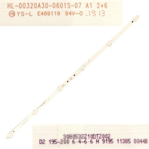 Tira 6 leds HL-00320A30-0601S-07, kit 2 tiras leds