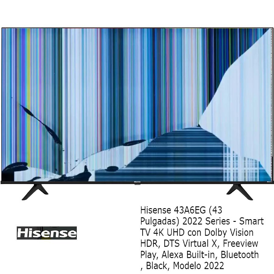 Hisense 43A6EG, NUEVOS, Con pantalla - panel rota, para despiece. SIN MANDO A DISTANCIA.