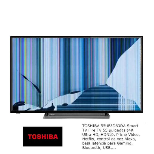 Toshiba 55UF3D63DA, NUEVOS, Con pantalla - panel rota, para despiece. SIN MANDO A DISTANCIA.