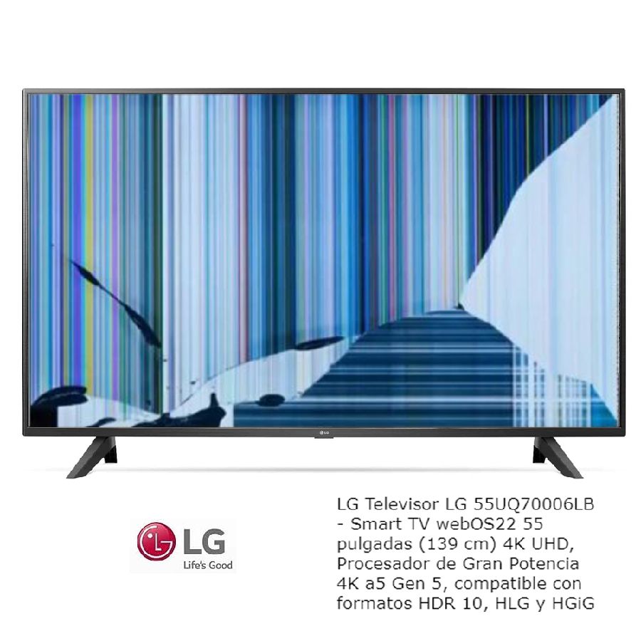 LG 55UQ70006LB, NUEVOS, Con pantalla - panel rota, para despiece. SIN MANDO A DISTANCIA.