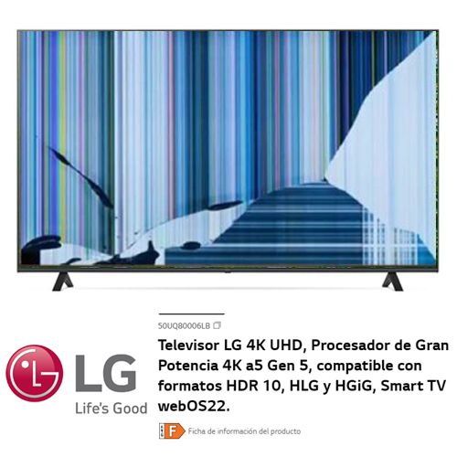 LG 50UQ80006LB NUEVO, Con pantalla - panel rota, para despiece. SIN MANDO A DISTANCIA.