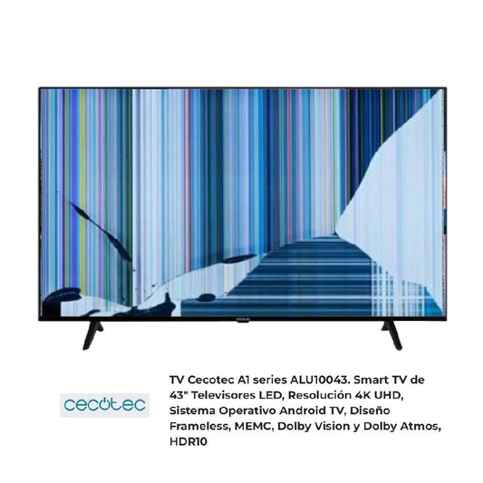 CECOTEC ALU10043 NUEVO, Con pantalla - panel rota, para despiece. SIN MANDO A DISTANCIA.