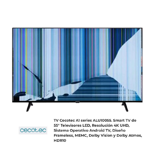 CECOTEC ALU10055 NUEVO, Con pantalla - panel rota, para despiece. SIN MANDO A DISTANCIA.