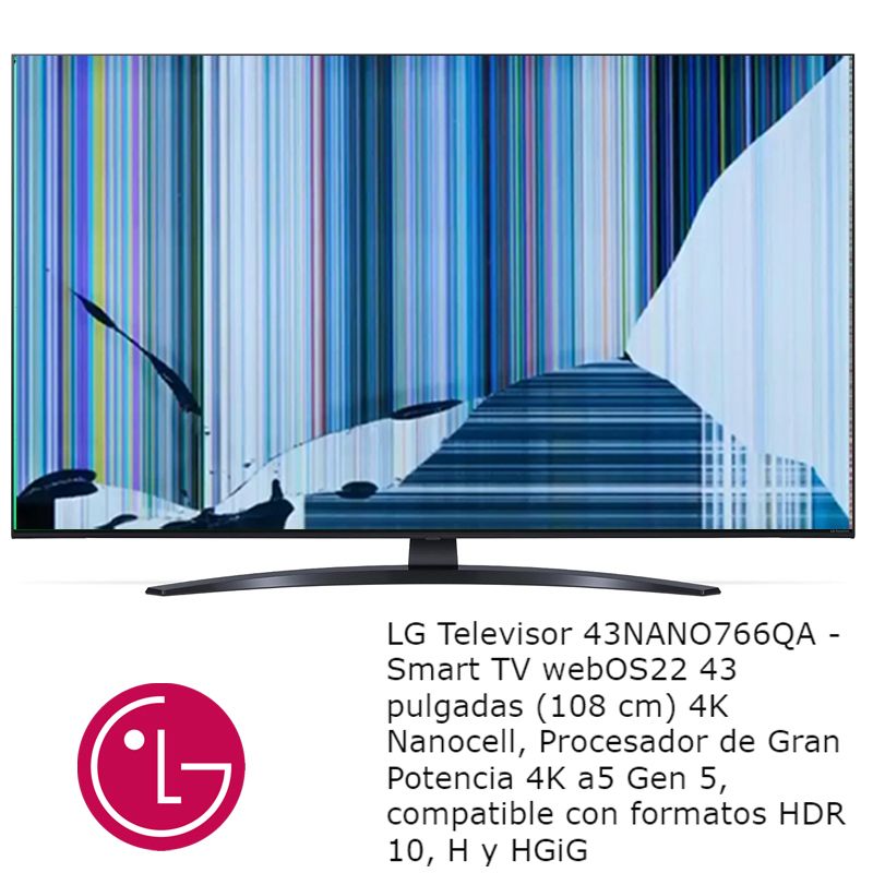 LG 43NANO766QA NUEVO, Con pantalla - panel rota, para despiece. SIN MANDO A DISTANCIA.