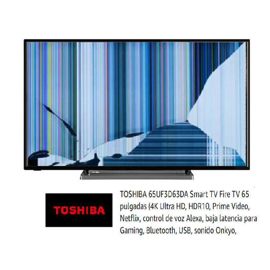 Toshiba 65UF3D63DA, NUEVOS, Con pantalla - panel rota, para despiece. SIN MANDO A DISTANCIA.