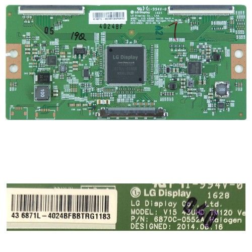 Placa Tcon 6870C-0552A 43 6871L - 4024B... V15 43UHD TM120 Ver0.4 Philips 43PUH6101/88