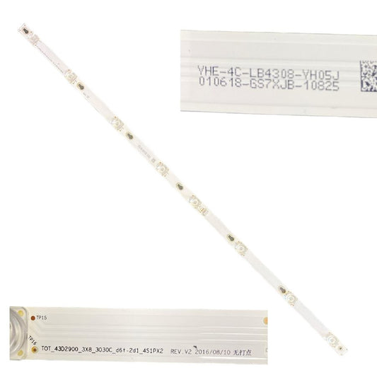 Tira 8 leds Thomson 43UC6306 YHE-4C-LB4308-YH05J TOT_43D2900_3X8_3030C_d6t-2d1_4S1PX2 REV.V2