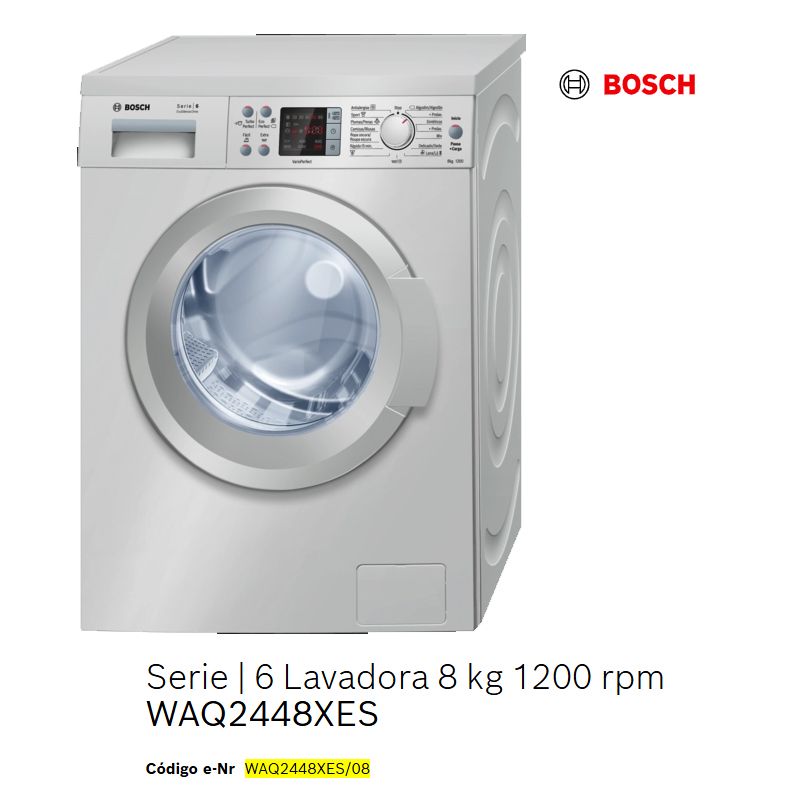 Despiece Lavadora BOSCH WAQ2448XES/08 usada