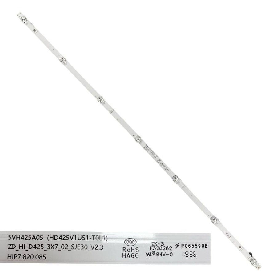 Tira 7 leds Hisense H43B7120 SVH425A05 HIP7.820.085 PC65590B swap / de desmontaje