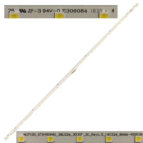 TIRAS LEDS SAMSUNG UE49NU7305K E306084, NU7100_STS490AB1_38LEDs_3030F_2C_Rev1.0_180226_BN96-45953B
