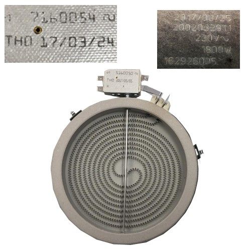 Resistencia Vitro 2002032811, 7160054, BEKO HIC 64402 E, 1800w 230V 20cm swap usado