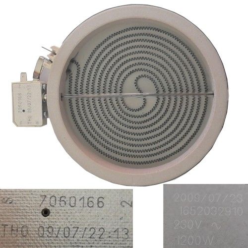 Resistencia Vitro 1652032910, 7060166, Beko HIC64402E 1200w 230V 16,5cm