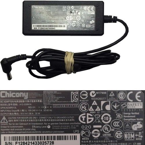 AC Adapter, Cargador... Chicony A12-030N1A 19V Black SWAP/USADO