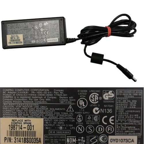 AC Adapter, Cargador... Compaq PA-1600-02 19V Black SWAP/USADO
