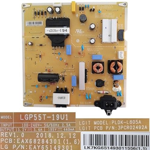 Fuente Alimentación EAX68284301(1.6) REV1.0, LG 55UM7400PLB
