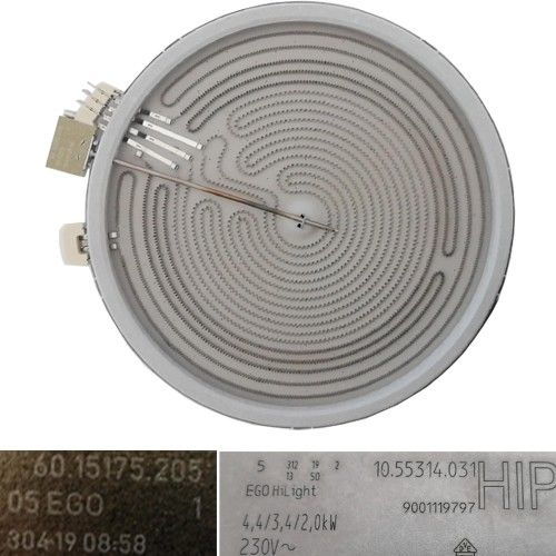 Resistencia Triple Vitro 160.15175.205, 9001119797, 10.55314.031, BSH Balay 3EB767LQ/02 4,4/3,4/2 Kw 230V 35cms