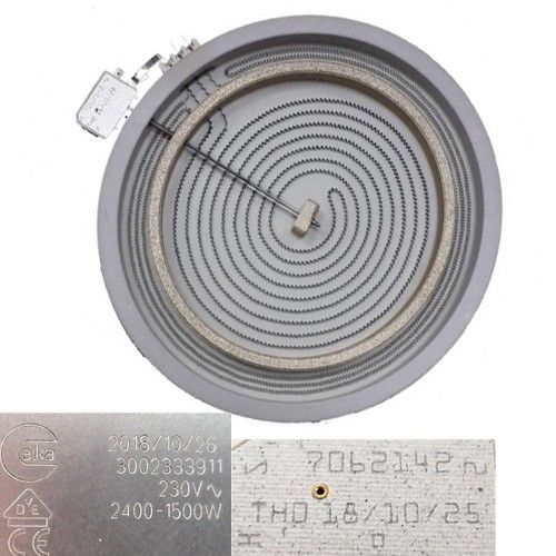 Resistencia Doble Vitro 3002333911, 7062142, Teka TZ 6315 VR00 2400/1500w 230V 30 cm