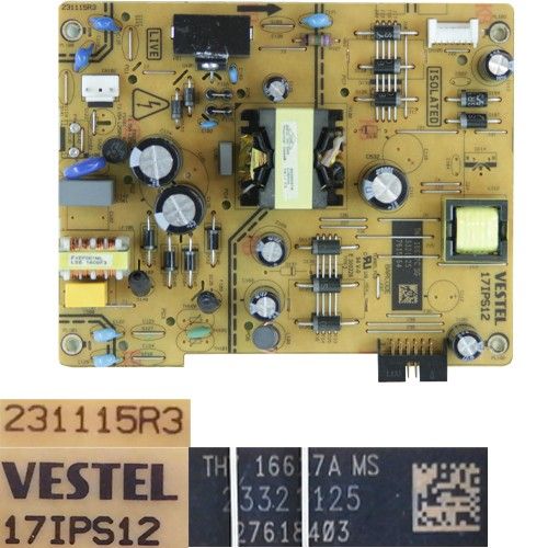 Fuente Alimentación VESTEL 17IPS12, 23321125, 231115R3, Telefunken TE40282S25TXH