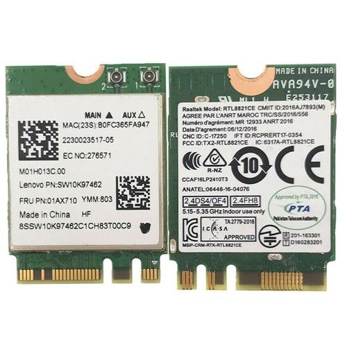Modulo Wireless / Wifi y Bluetooth SW10K97462 01AX710 Realtek model: RTL8821CE LENOVO ideacentre AIO 520-22AST