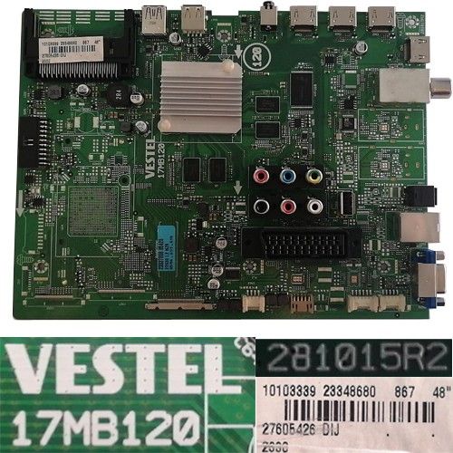 Placa Main Vestel 17MB120, 23348680, 281015R2, Telefunken TE48301G37T2R