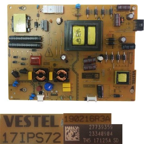 Fuente Alimentación VESTEL 17IPS72, 23340904, 190216R3A, Techwood TW43296S24T1P