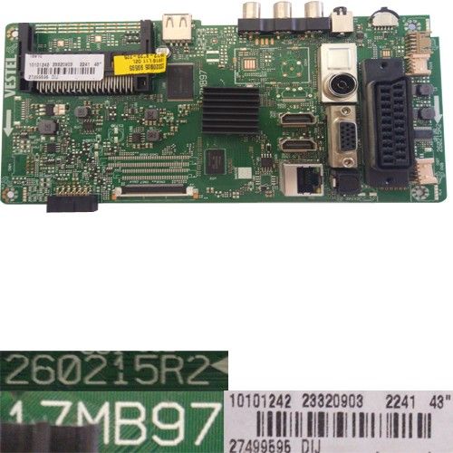 Placa Main Vestel 17MB97, 260215R2, 23320903, Telefunken TE43282B34C2K