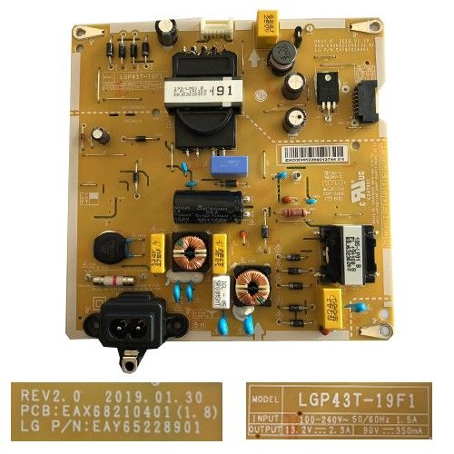 Fuente Alimentación EAX68210401(1.8)  EAY65228901, LGP43T-19F1, LG 43LM6300PLA