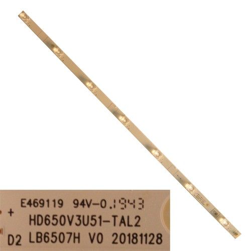 Tira 7 leds HD650V3U51-TAL2, LB6507H V0 20181128, Hisense H65B7500 - H65B7520 swap de desmontaje