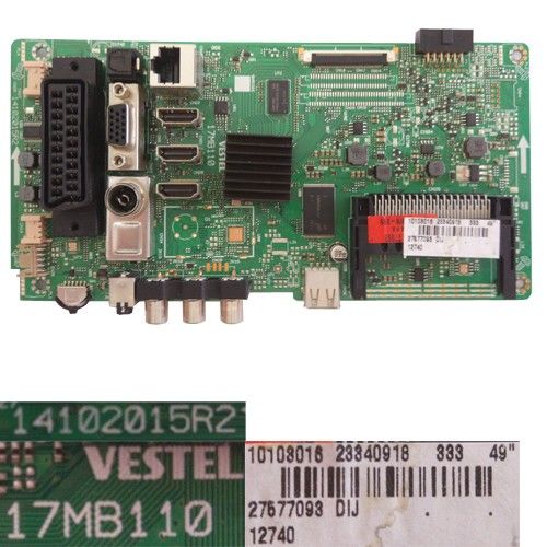 Placa Main Vestel 17MB110, 14102015R2, 23340918, Telefunken TE49282S25T2K
