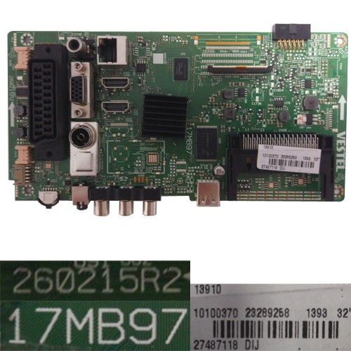 Placa Main Vestel 17MB97, 260215R2, 23289268, Telefunken TE32287B34C2D