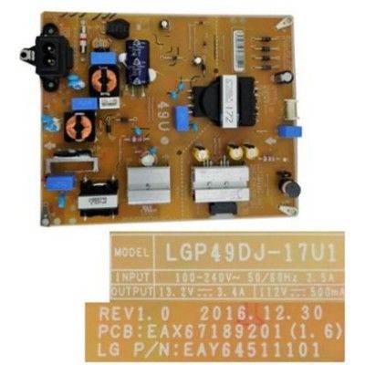 Fuente de Alimentación LG EAX67189201 (1.6) EAY64511101  LGP49DJ-17U1, LG 49UM7100PLB
