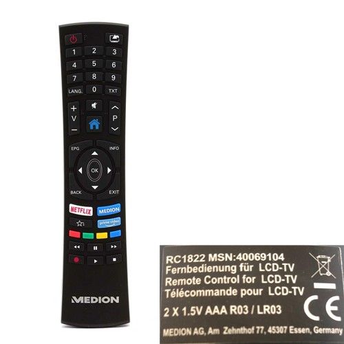Mando a Distancia RC1822 MSN:40069104 MEDION P13958, ORIGINAL y NUEVO
