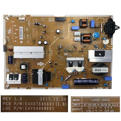 Fuente Alimentación LG 65SK8000PLB, LGP65-18UL6, EAX67645601 (1.6) EAY64868601