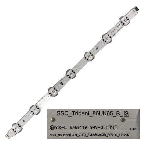 Tira 7 LEDS LG 86UL3E-TJ, TIPE B, SSC_Trident_86UK65_B_S, YS-L E469119 94V-0