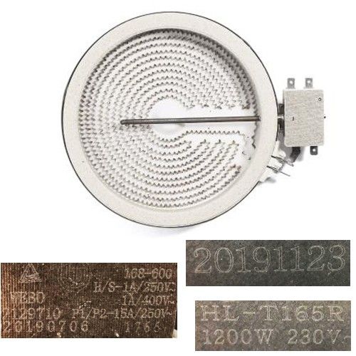 Resistencia Vitro HL-T165R, 2129710, TEKA TZ 6415 VR 10 1200w 230V 16,5 cms SWAP