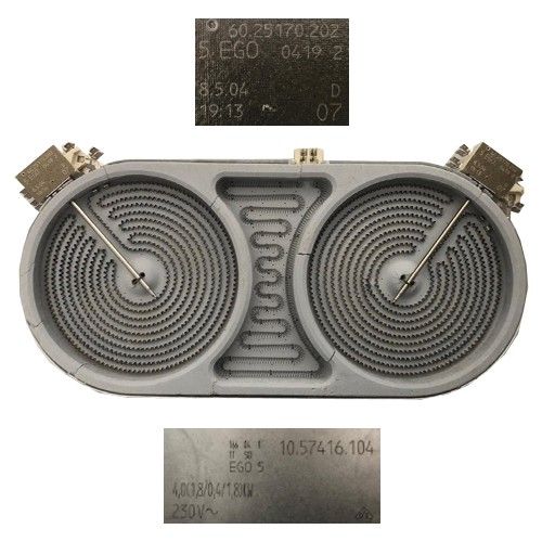 Resistencia Doble Vitro TEKA VRTC-90, 60.25170.202, 10.57416.104, 44 x 20,5 cm SWAP con tara