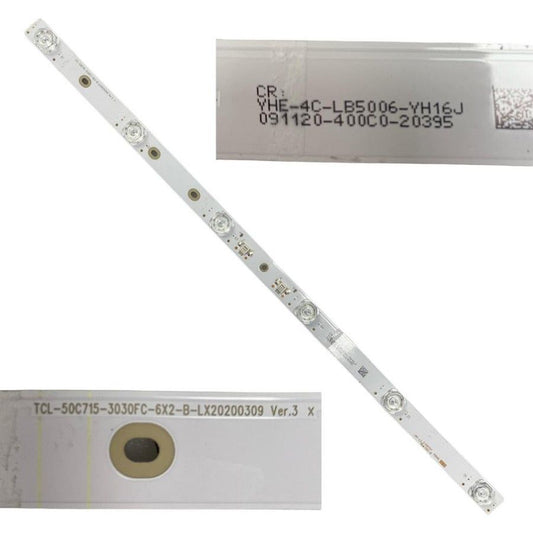 Tira 6 leds TCL 50C715 YHE-4C-LB5006-YH16J TCL-50C715-3030FC-6X2-b-LX20200309 Ver.3 x