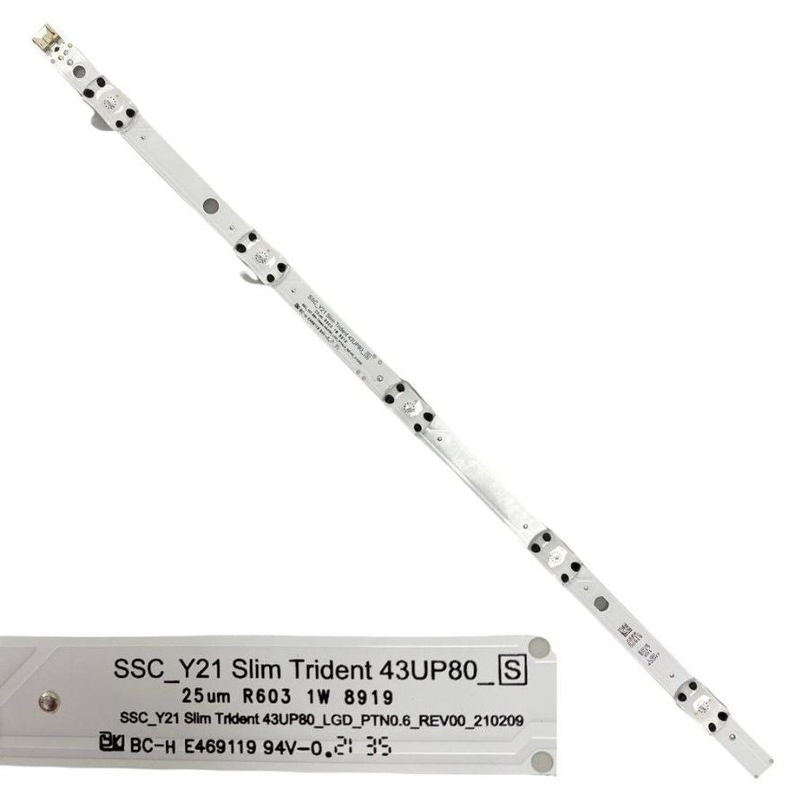 Tira 5 Leds LG 43UP77006LB SSC_Y21 Slim Trident 43UP80_S REV00_210209 swap / de desmontaje