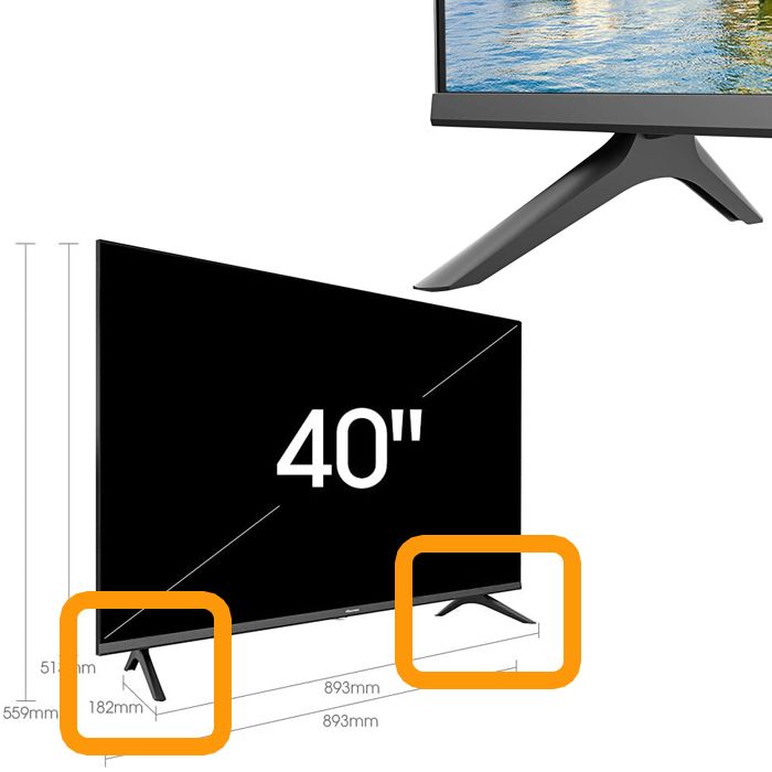 Pies Hisense 40AE5500F X34T0619 / X34T0618 ( SIN TORNILLOS )